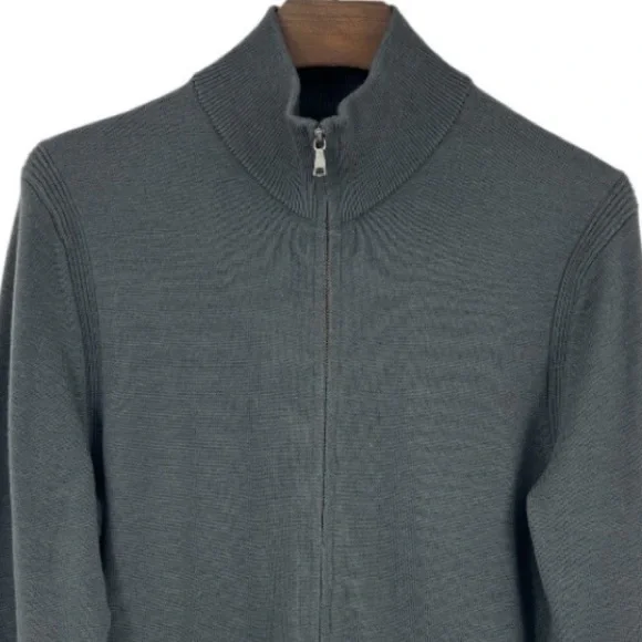 Banana Republic Sweater 100% Wool XL Full Zip Mock Neck Preppy Business Casual